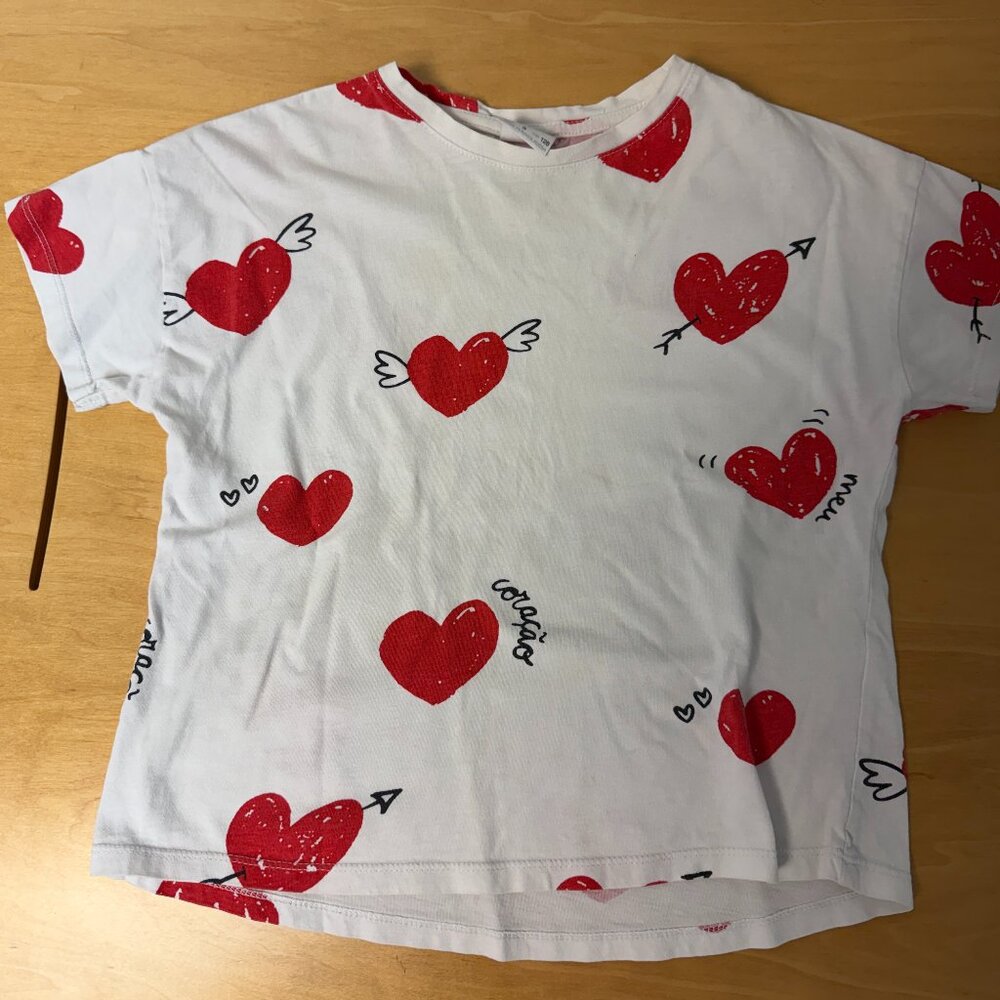 Zara Kids Girls Love Heart T-Shirt Size 8 In Good Shape